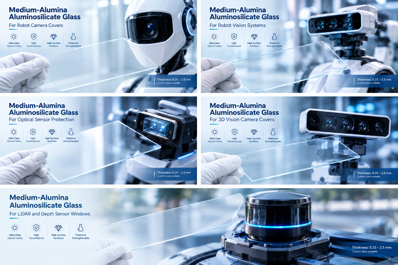 Bom preço Vidro de aluminossilicato de média alumina para janelas de LiDAR e sensores de profundidade on-line